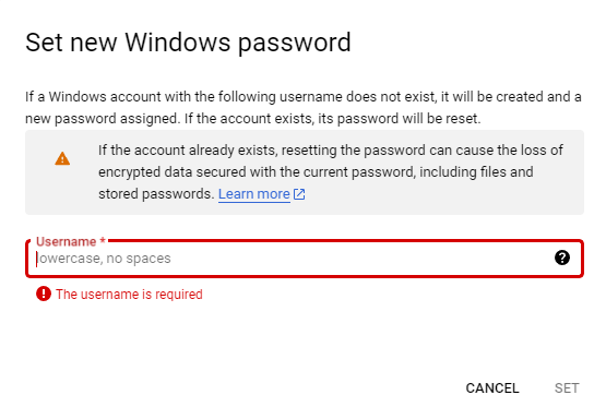 Set a new Windows password