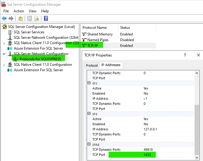 Set a TCP/IP port